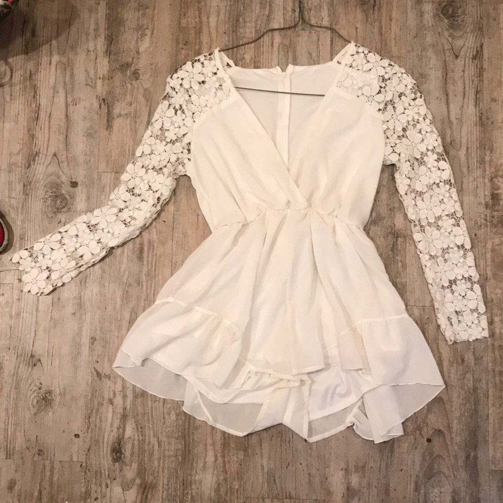 White long sleeve romper